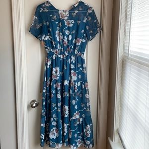 Blue floral midi dress